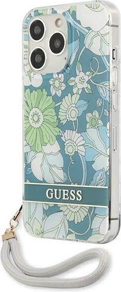 Produktbild Guess GUHCP13XHFLSN iPhone 13 Pro Max 6,7" zielony/green hardcase Flower Strap (Apple iPhone 13 Pro Max)