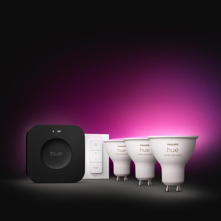 Produktbild Philips Hue Starter Kit Bridge Pro + LED White & Color Ambiance (GU10, 4.20 W, 400 lm, 3 x, E)