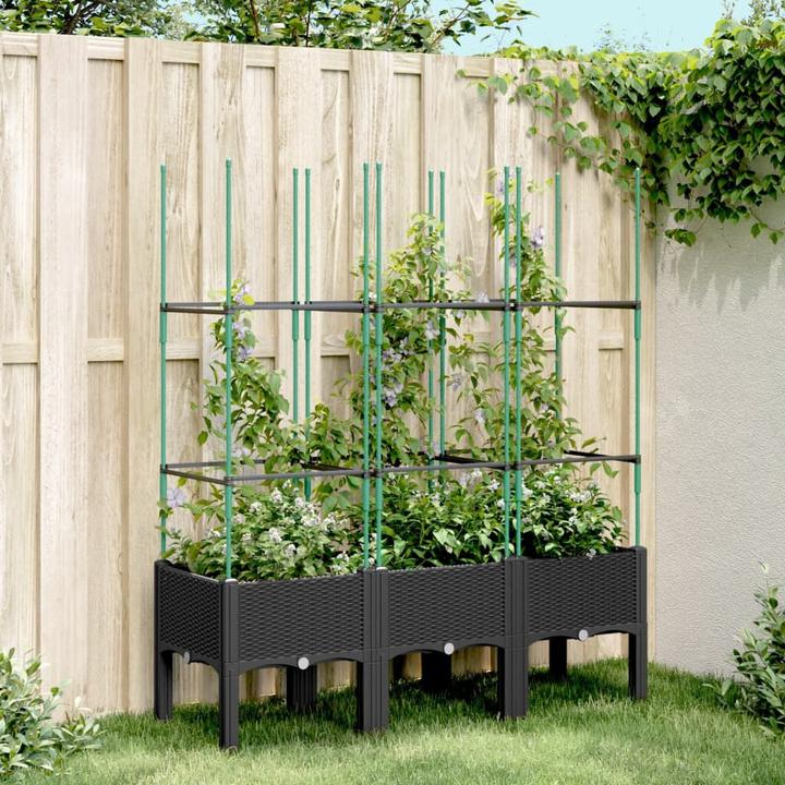 Image du produit vidaXL Bac à plantes avec treillis PP
