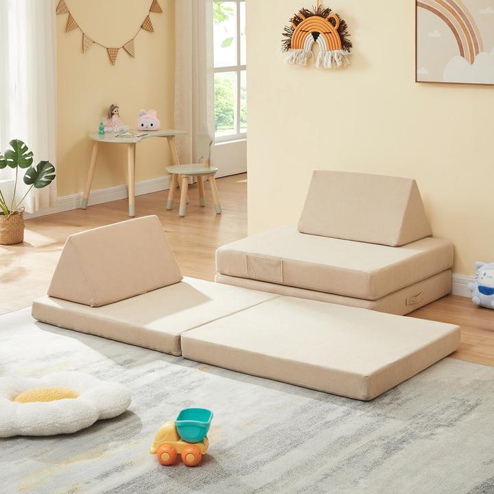 Actual product image En.Casa Spielsofa Norhulta 5-tlg. 150x66x46 cm Cord Beige (Children sofa)