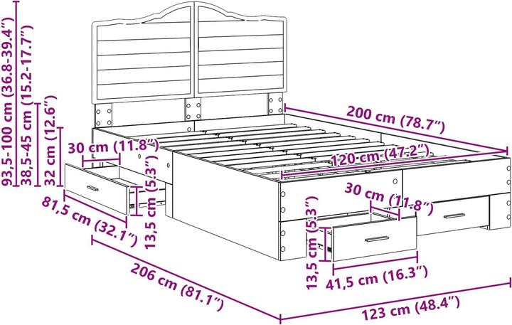 Image du produit vidaXL Moderner Bettrahmen (120 x 200 cm)