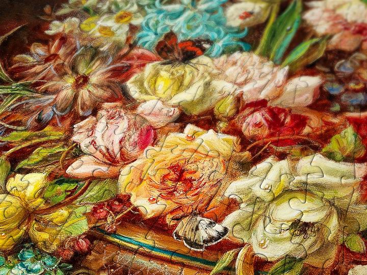 Actual product image Enjoy Puzzle ENJOY-1518 - Hans Zatzka: Flower Still Life with Blue Tit, Puzzle, 1000 pieces (1000 pieces)