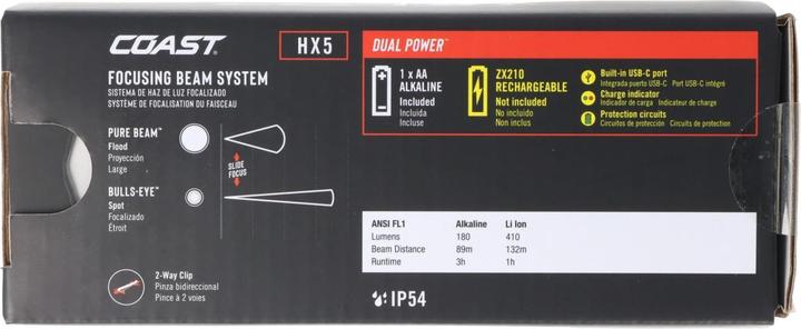 Produktbild Coast LED Taschenlampe HX5 mit Slide Fokus inklusive Batterie (10.40 cm, 375 lm)
