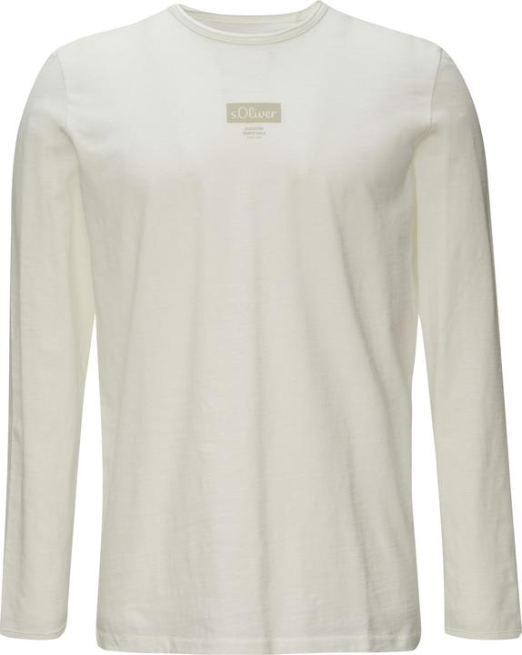 S.Oliver T-Shirt Logo-Shirt mit Rollkante und Flammgarnstruktur