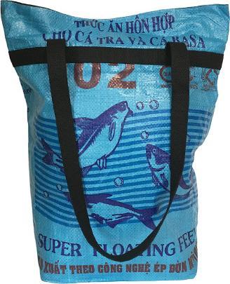 Immagine prodotto Bekos Upcycling - Borsa della spesa grande realizzata con sacchetti di cibo per pesci riciclati, blu