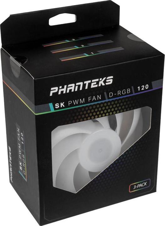 Actual product image Phanteks SK PWM D-RGB fan, pack of 3 - 120mm, black/white (120 mm, 3 x)