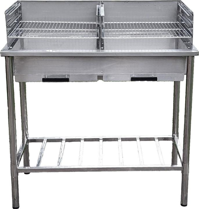 Casativo Edelstahl Holzkohlegrill für die Outdoorküche - Doppel-Grillrost getrennt höhenverstellbar