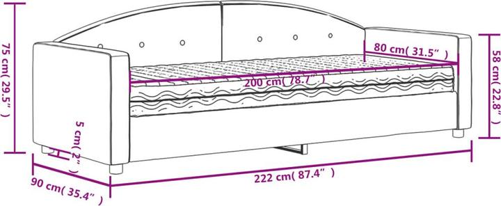Image du produit vidaXL Tagesbett mit Matratze (90 x 200 cm)