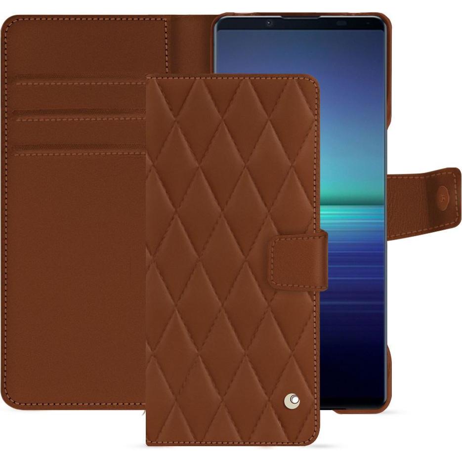 Noreve Lederschutzhülle Sony Xperia 1 V (Sony Xperia 1 V), Smartphone Hülle, Braun