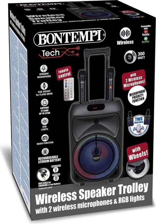Produktbild Bontempi Trolley PRO Amplificatore Wireless con 2 Microfono Wireless, equalizzatore e funzione TWS