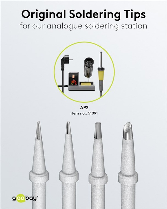 Actual product image Goobay Spare soldering tip set for soldering station AP 2, 4 different types (Soldering tip)