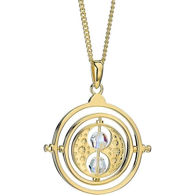 Carat Shop, Collana, Ciondolo e collier placcato Harry Potter o Retourneur de Temps, (Argento placcato oro con cristalli autentici)