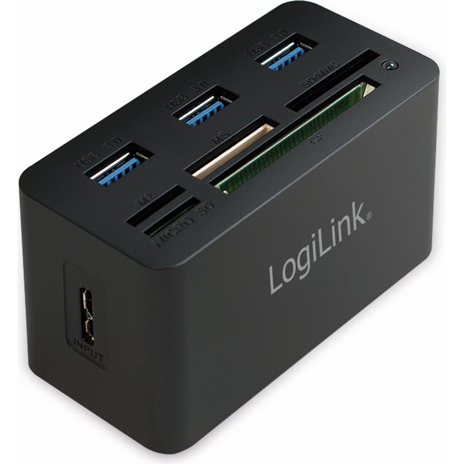LogiLink CR0042 (USB 3.0), Geheugenkaartlezer, Zwart
