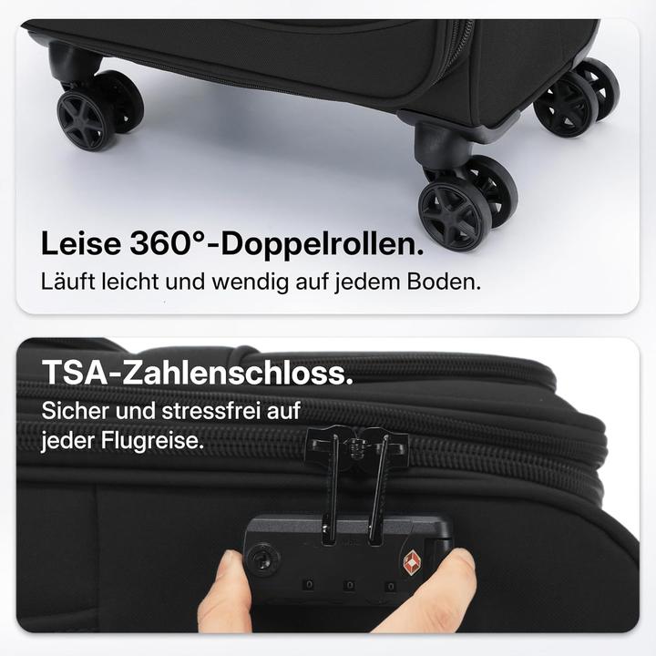 Produktbild Münicase Erweiterbarer Stoffkoffer mit TSA-Schloss & Rollen (69 l)