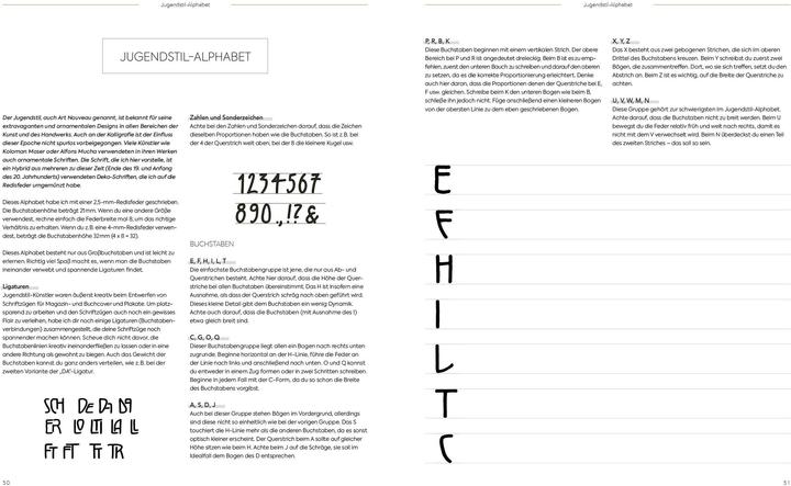 Actual product image Kalligrafie Alphabete – Das praktische Übungsheft (German, Natasha Safarik, 2021)