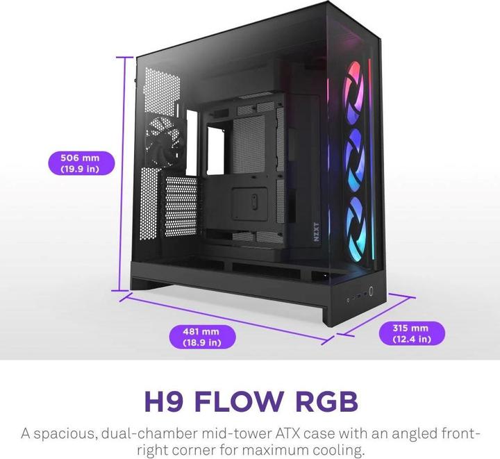 Actual product image NZXT H9 Flow RGB (2025) (ATX, E-ATX, mATX, Mini-ITX)