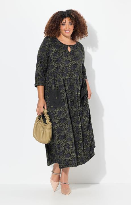Produktbild Ulla Popken Jerseykleid, A-Linie, Blumendruck (62)