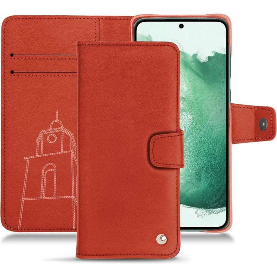 Noreve Lederschutzhülle Wallet (Samsung Galaxy S22+ 5G), Smartphone Hülle, Orange