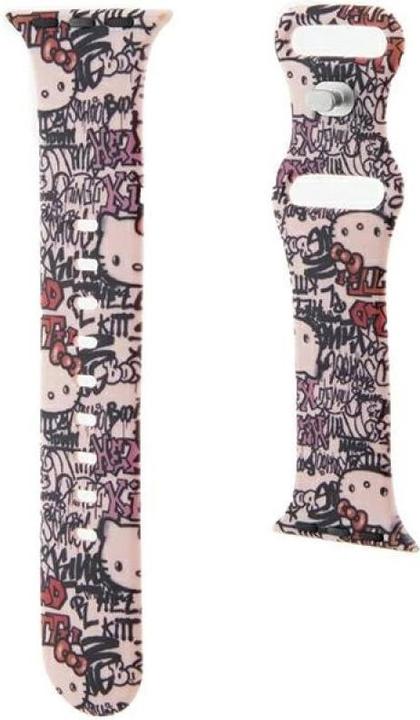 Actual product image Hello Kitty Pasek HKAWMSDGPTP Apple Watch 38/40/41mm różowy/pink strap Silicone Tags Graffiti (40 mm, Silicone, Stainless steel)