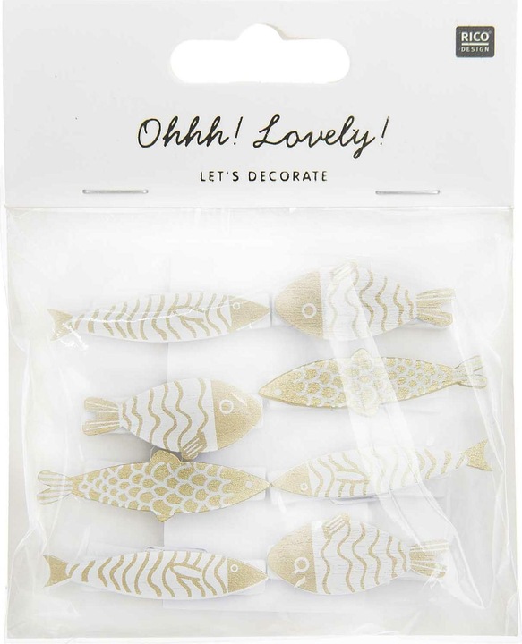 Actual product image Rico Design Decorative clip fish 8 pieces, gold/white