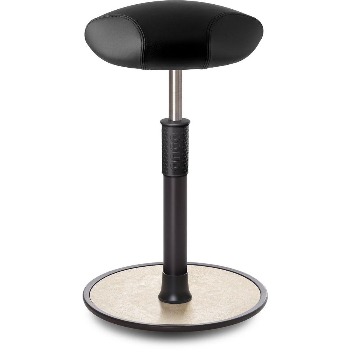 Ongo, Bürostuhl, Sitz- Stehhocker Free Tall Triangel Boxmark Leder schwarz schwarz /cremeweiss