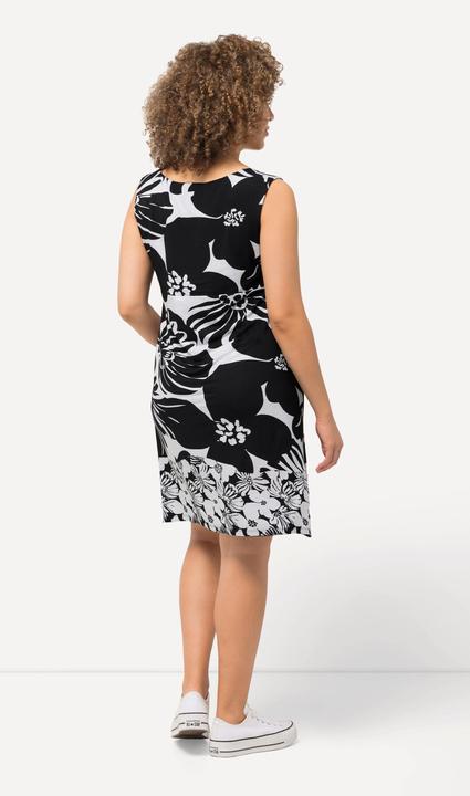 Produktbild Ulla Popken Jersey-Minikleid, Blüten, A-Linie, Rundhals, ärmellos (54)