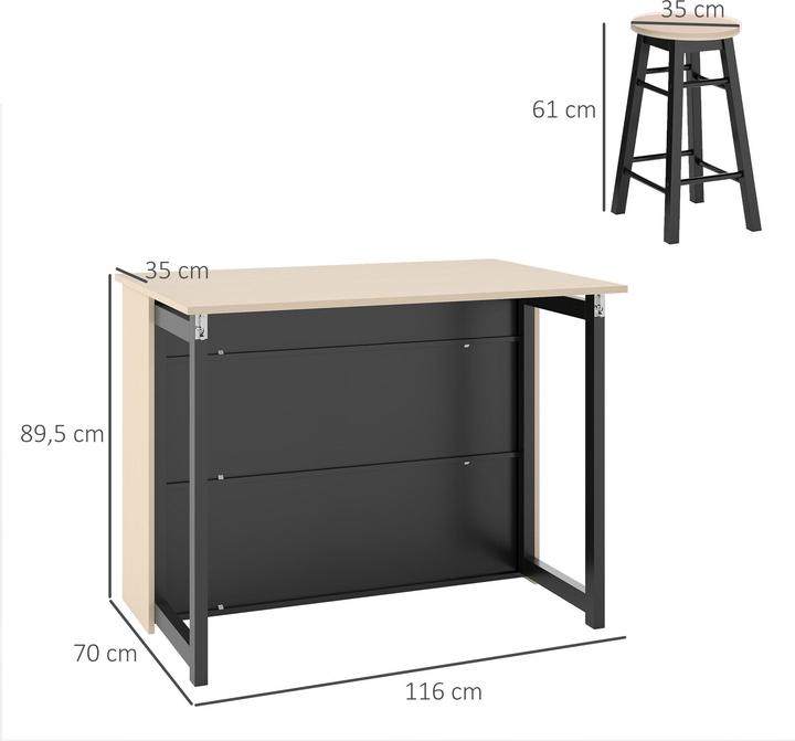 Produktbild Homcom Bartisch Set (116 x 70 x 89.50 cm)