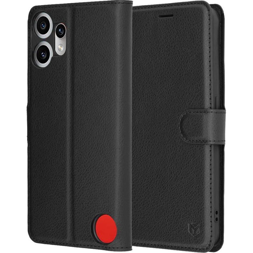 Techsuit - Leather Folio - Nothing CMF Phone 2 Pro - Black (Niente CMF Phone 2 Pro), Cover smartphone, Nero