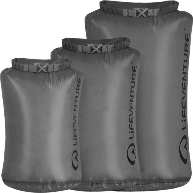 Lifeventure Ultralight Dry Bag Multipack (5L, 10L, 25L), Grey (25 l)