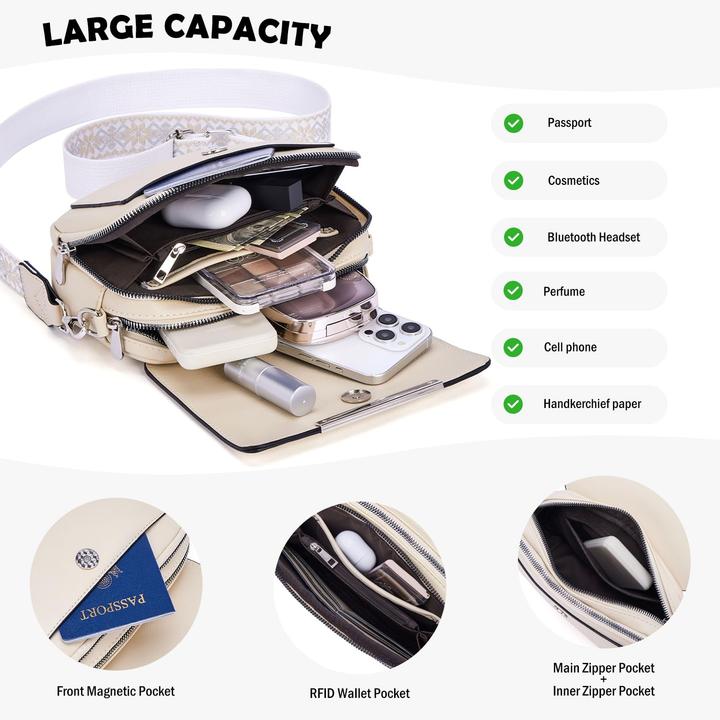 Produktbild Only-Bags.Store Handy Umhängetasche, Vegan Leder Crossbody Bag Umhängetasche mit verstellbarem abnehmbarem breitem