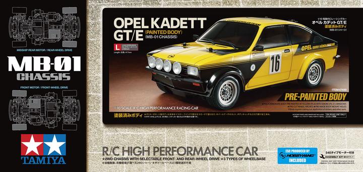 Produktbild Tamiya 1/10 RC Opel Kadett GT/E Painted Body (MB-01) (Kit)