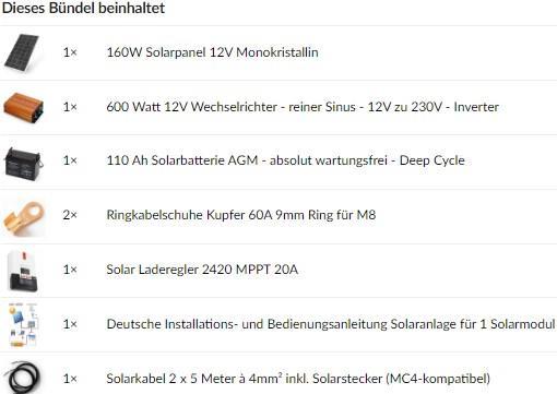 Actual product image Autosolar Solar system (160 W)