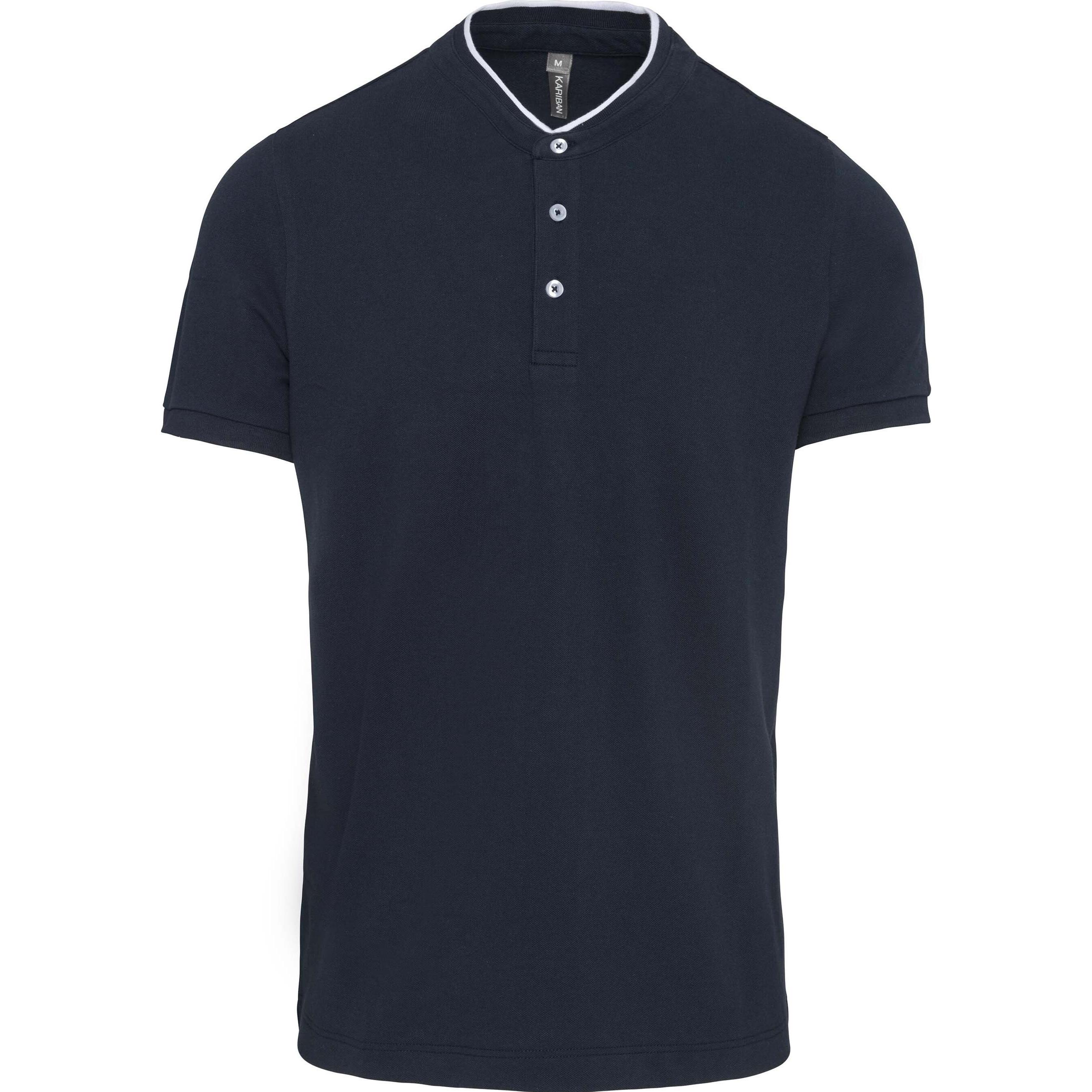 Kariban, Herren, Shirt, Col Mao, Blau, (XL)