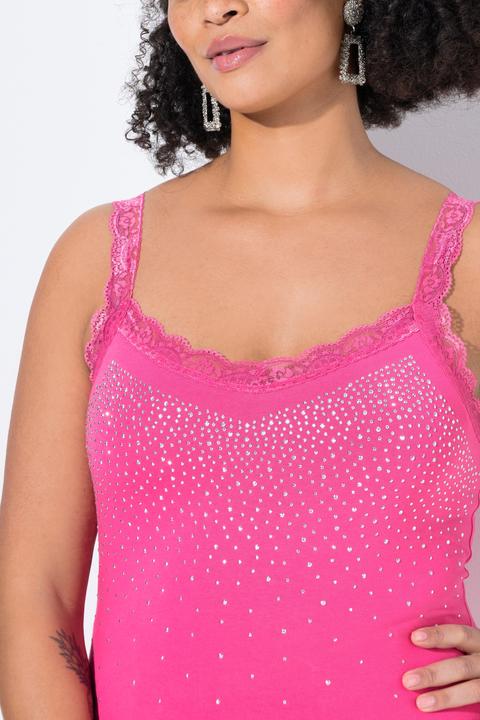 Produktbild Miamoda Top, ärmelloser Slim Fit, Glitzersteinchen, Spitze (50)