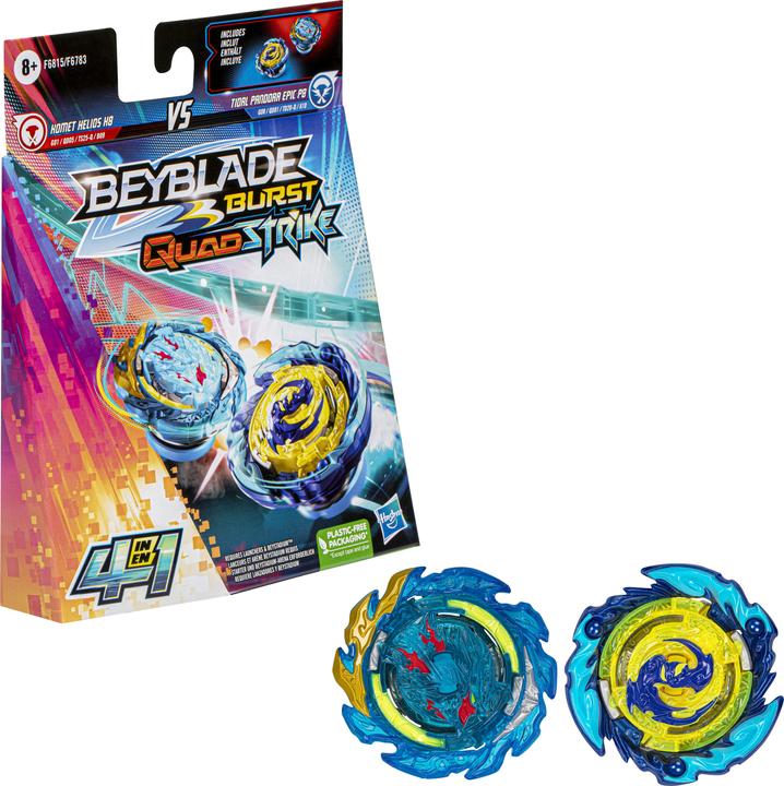 Immagine prodotto Hasbro Beyblade Burst QuadStrike Comet Helios H8 e Tidal Pandora Epic P8 Confezione doppia, Battle Circle