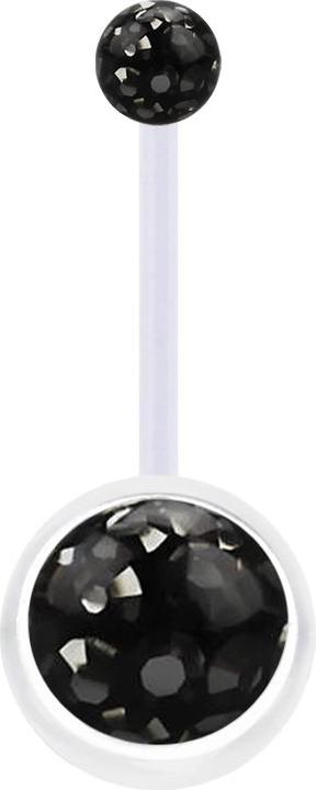 Actual product image Star Piercing Banana transparent with two crystal balls black epoxy protective layer (Plastic, without brass)