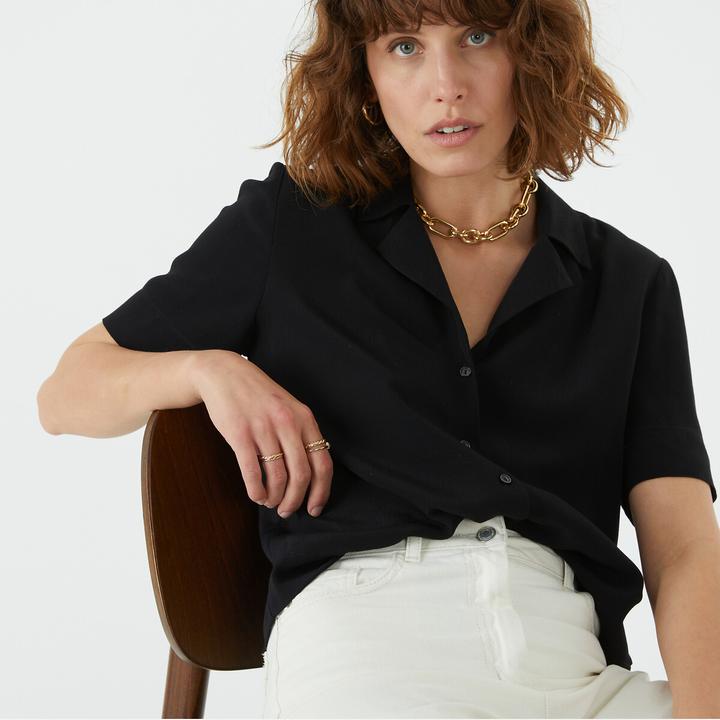 Produktbild La Redoute Collections Kurzärmelige Bluse mit Reverskragen (50)