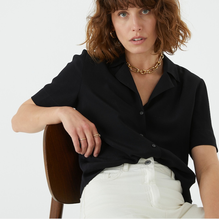 Immagine prodotto La Redoute Collections Camicetta a maniche corte con collo a bavero (50)