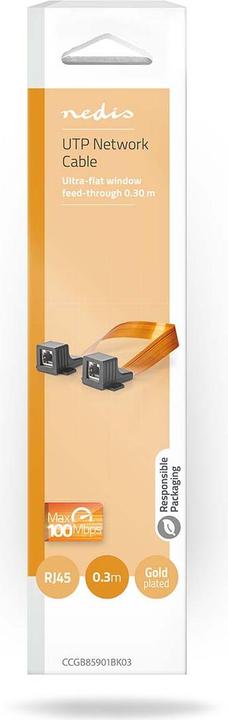 Immagine prodotto Nedis Cavo CAT5e | UTP | RJ45 (8P8C) femmina | RJ45 (8P8C) femmina | 0,30 m | Piatto | PVC | Arancione | B (UTP, CAT5e, 0.30 m)