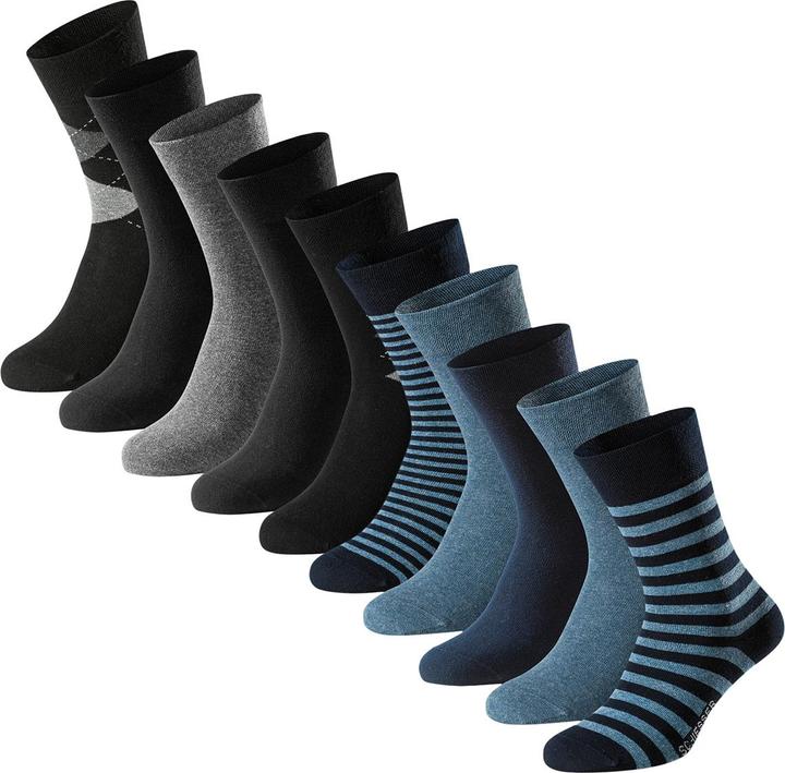Schiesser - Bluebird - Socken - 10er Pack (39-42 Schwarz / blau / grau) (10er Pack, 39 - 42)