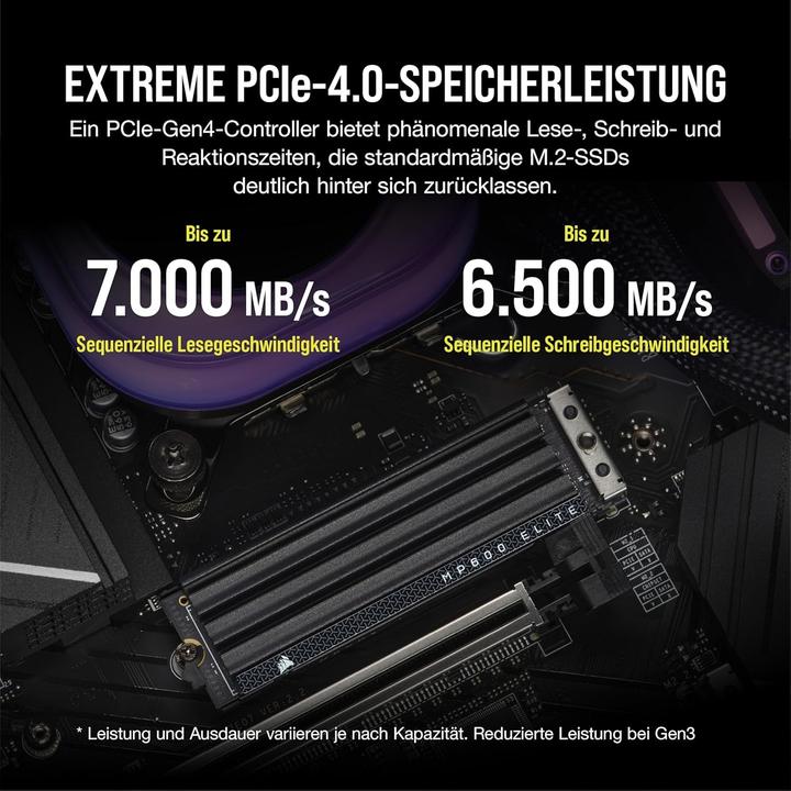 Image du produit Corsair MP600 ELITE 4TB NVMe PCIe M.2 SSD avec heatsink (4000 Go, M.2 2280)