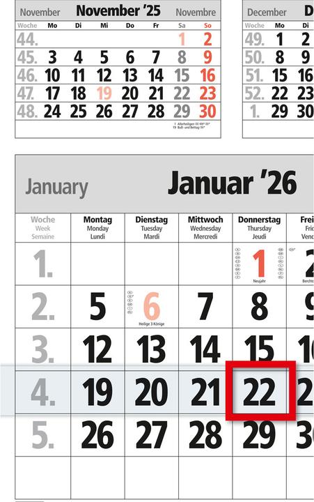 Image du produit Bühner Calendrier de 5 mois ms. M5TF 30x59cm, 2021 (Spécial)