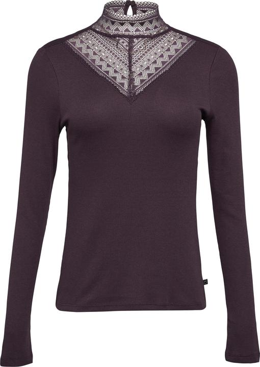 Produktbild S.Oliver T-Shirt Rippshirt mit Spitzeneinsatz und Stehkragen aus Spitze (XS)