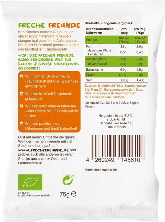 Actual product image Freche Freunde Lye sticks carrot (75 g)