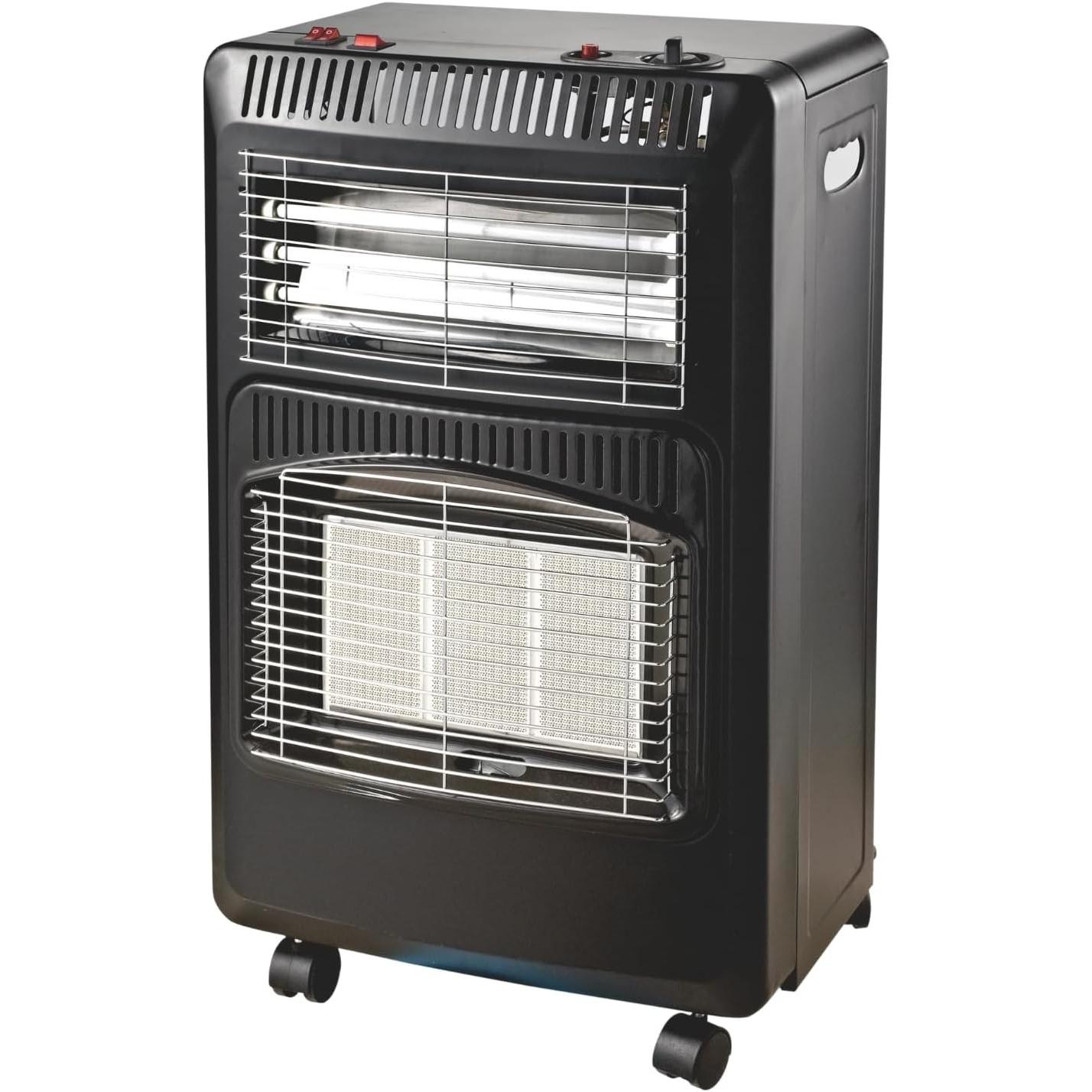 Home It Gasvarmeovn - sammenklappelig, 4,2 kW + elektrisk varmeblse, Radiatore, Nero, Argento