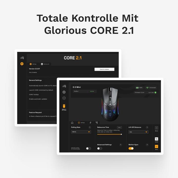 Actual product image Glorious Model O 2 Mini Wireless - Matte Black (Cable, Wireless)