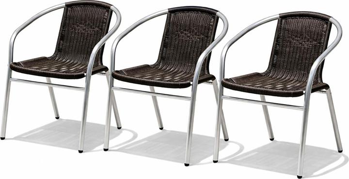 Actual product image Mojawo 3 pieces Sturdy aluminium / polyrattan bistro chair, stackable