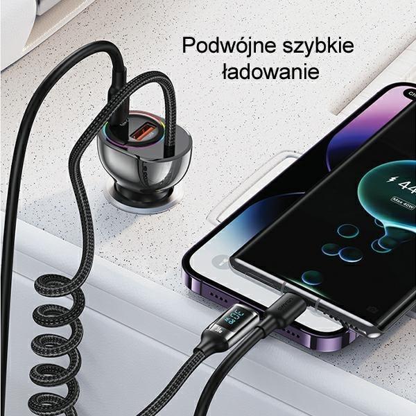 Produktbild Usams Ład. sam. C37 1xUSB+1xUSB-C 60W + kabel Ligtning 30W PD+QC Fast Charge czarny/black CC193CC01