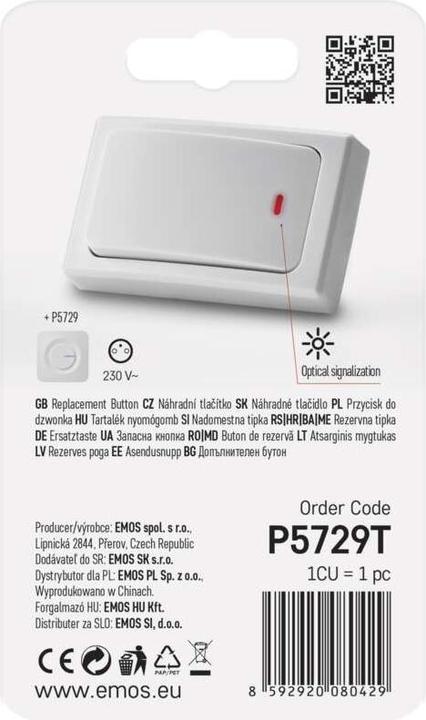 Actual product image Emos - N????hradn???? tla????????tko ke zvonku P5729