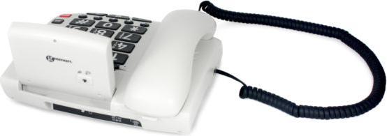 Actual product image Geemarc SERENTIES Corded senior telephone incl. emergency call transmitter Illuminated display White